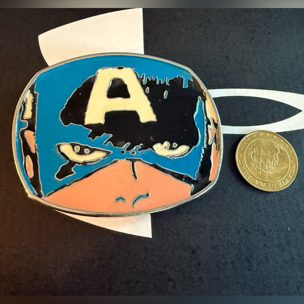 🌻 3/$12 Marvel Captain America Belt Buckle - Blue and Black